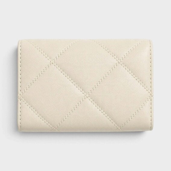 Tory Burch Willa Quilted Card Case Wallet Cream
