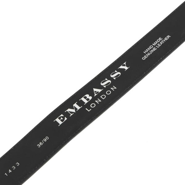 Embassy London Alec - Black Gold - Men's quality leather belt with dark silver metal buckle
