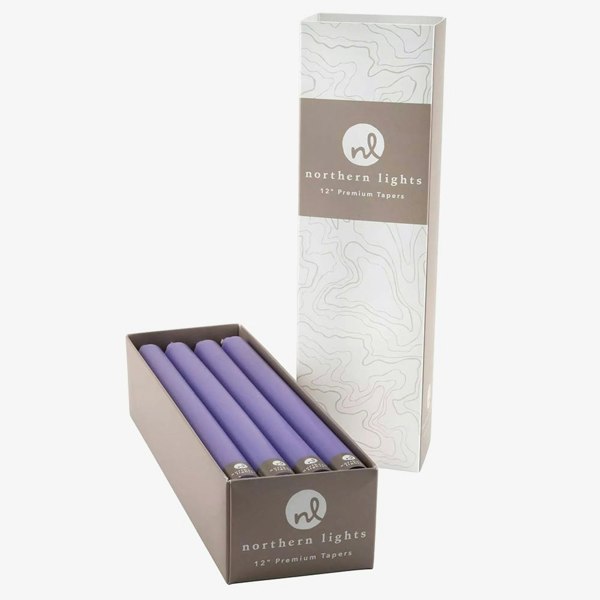 T. H. Baker Northern Lights 12 Pack Lilac Taper Candles NL145
