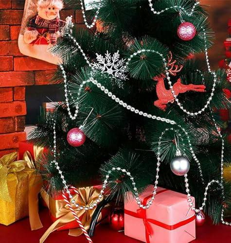 24ft Silver Metallic Bead Garland for Christmas Trees, Wreaths and DIY Decorations image 6