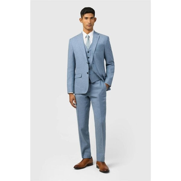 Ted Baker Tailored Fit Sintra Blue Linen Herringbone Jacket
