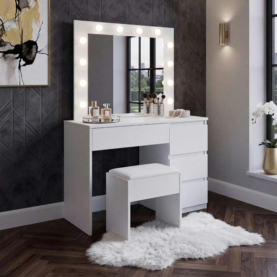 Kosy Koala Dressing Table Vanity Makeup Desk With LED Mirror And Stool 4 Drawers