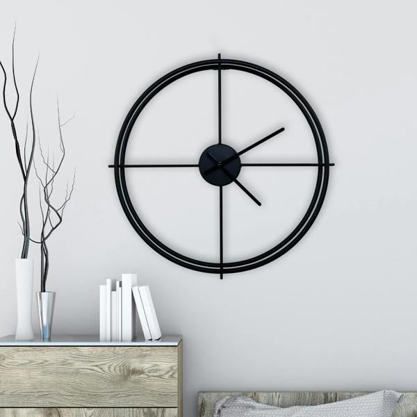 WALPLUS WC2138 - Black Larry's Minimalist Iron Wall Clock - 50 cm / 19.7 in