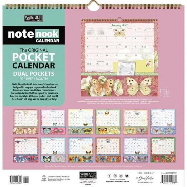 Butterflies Note Nook Calendar 2027, Wall Calendars, Month To View, Lifestyle, Gift
