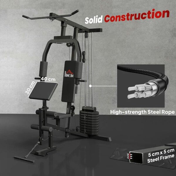 Multi Gym Equipment, 45KG Weight Stack, Chest Press, Butterfly Press & Leg Developer for Strength Training