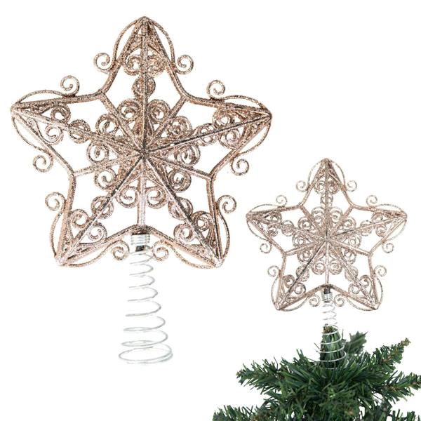 14.5cm Glitter Star Christmas Tree Topper in Assorted Colours for Festive Displays image 1