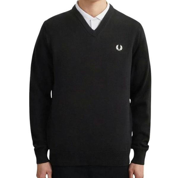 Fred Perry Classic V-Neck Black Jumper XS