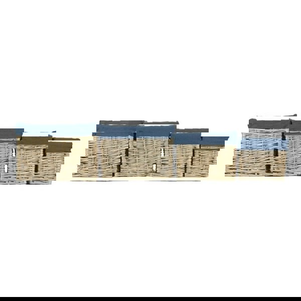 Antique Wash Navy Cotton Lined Willow Storage Basket