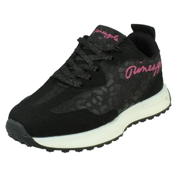 Pineapple Girls Pineapple Sparkly Glitter Casual Lace Up Trainers H2682