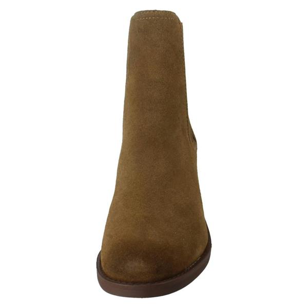 Clarks Ladies Clarks Block Heel Pull On Leather Ankle Boots Chamberly Top