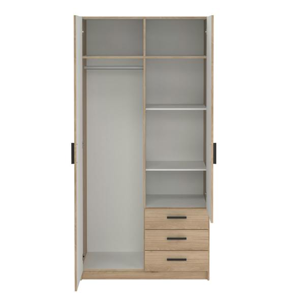 Furniture To Go Sprint Wardrobe with 2 Doors + 3 Drawers in Jackson Hickory