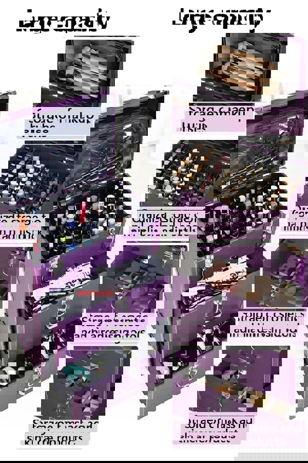 Living and Home Professional 3-in-1 Rolling Cosmetic Cases Makeup Trolley Nail Luggage Storage Organizer