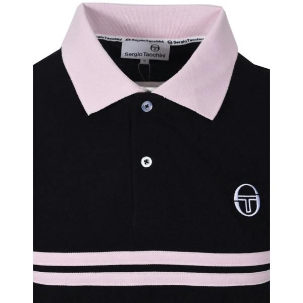 Sergio Tacchini Supermac Polo Shirt Black/Light Lilac/White