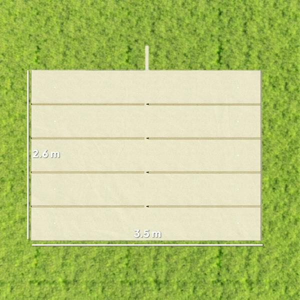 Retractable pergola canopy fabric, cream white rectangular panel with stitched seams