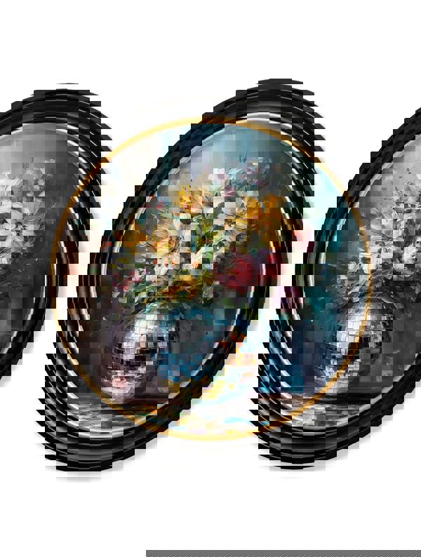 Exceptional Art Disco Bloom Lilies & Roses - Oxford round frame