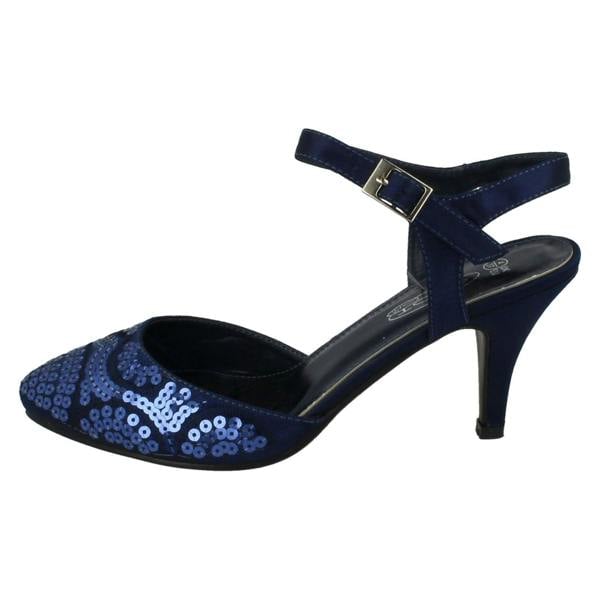 Spot On Ladies Spot On Mid Heel Sequined Evening Sandals