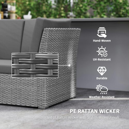 Wyld Haus Nomiri 10 Seater Rattan Light Grey Outdoor Garden Sofa Set With Extendable Dining Table
