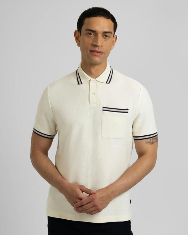 Steel & Jelly Tolworth - Textured Polo Shirt With Contrast Rib