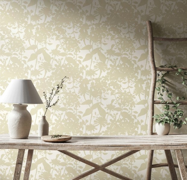 Hoopla Walls Summer Silhouette - Chalk & Linen 10m Wallpaper