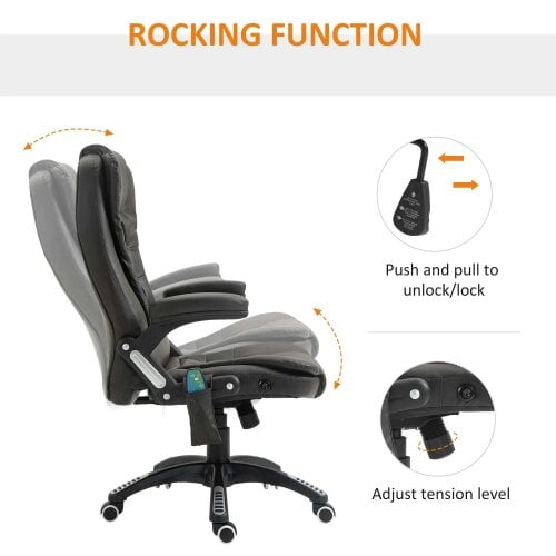 Bobobiy 6-Point Massage Office Chair with Seat Heated, 360, Brown