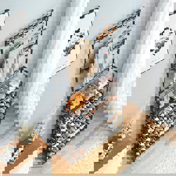 Living and Home 5-Tier Shoe Rack Garment Rack with Coat Hanger 60*175cm