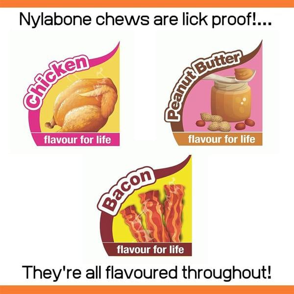 Nylabone Extreme Tough Dog Chew Bones – Triple Flavour Pack (Peanut Butter, Chicken & Bacon), Small Dogs Up to 11 kg