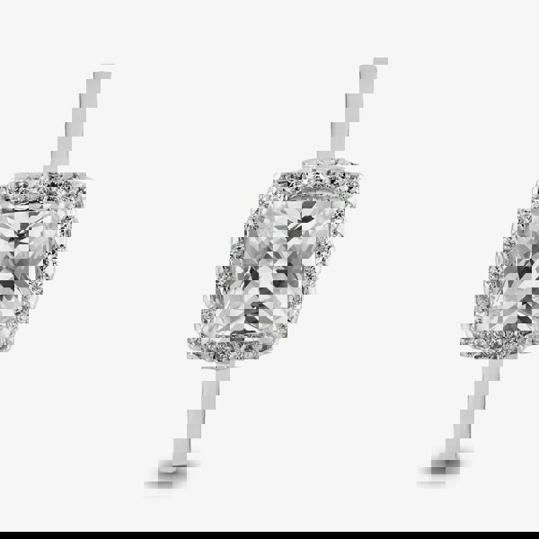 Starbright Silver Square-cut Cubic Zirconia Halo Ring R7048 3A