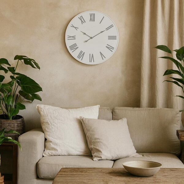 Wyld Haus White Wall Clock with Grey Roman Numerals