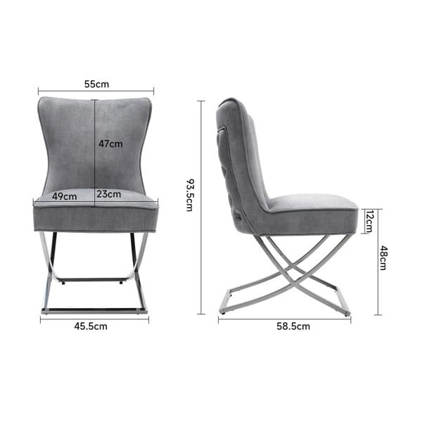 Set of 2 Beige High Back Dining Chairs with velvet Upholstered Dining Chairs Living and Home