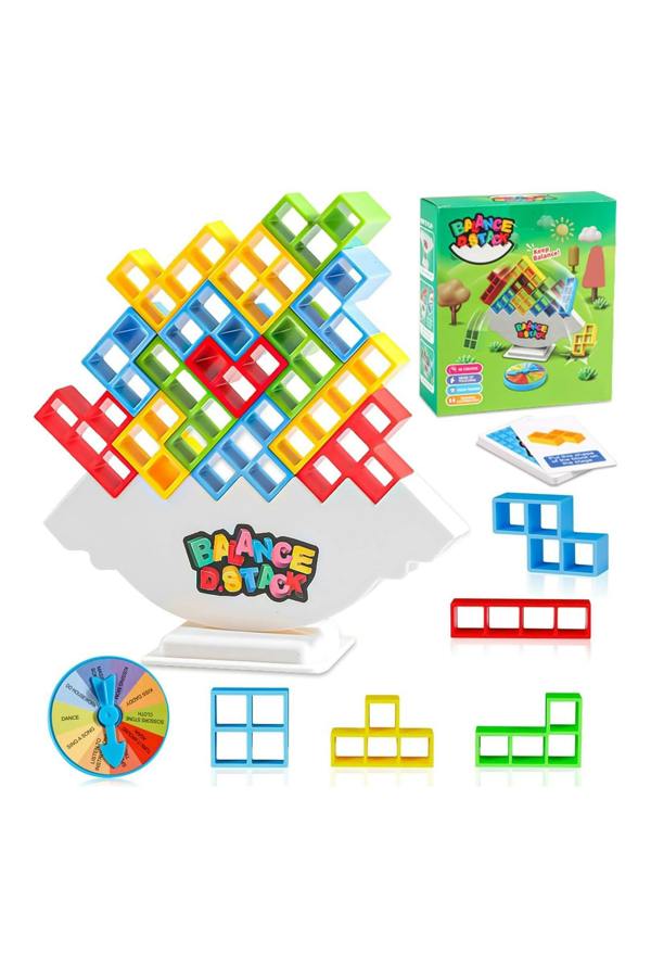 Dyzi Balance Tower Stacking Game 73 Piece Family Tabletop Toy Set