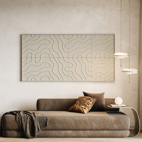 Wallsupply Ultralight Flow Line 3D XPS Wall Panel Tiles Cashmere Beige - 8 pack, 2m2