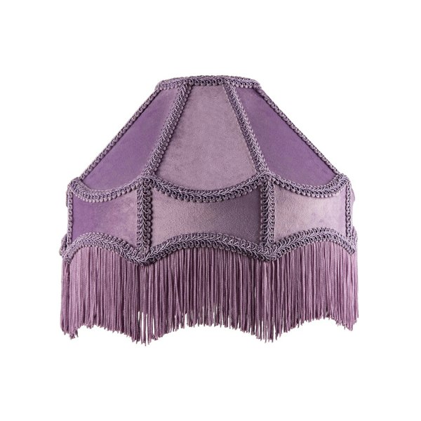 Traditional Victorian Empire Lampshade in Soft Lilac Velvet with Tassels Image 1