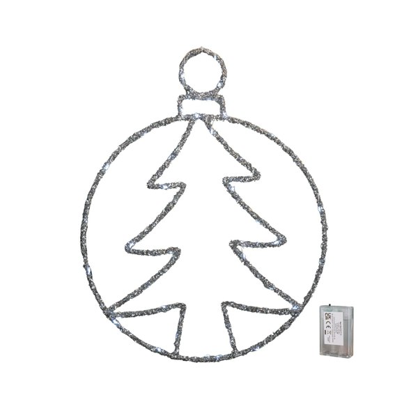 Samuel Alexander 49cm Battery Powered Light up Silver Christmas Tree Ball with Twinkling LEDs