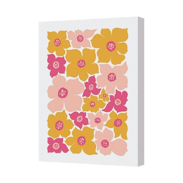 Benjamin Tate Design Floral Canvas Wall Art Print Pink And Yellow Modern Home Decor