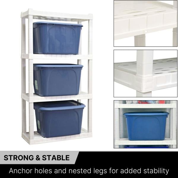 Oskar 4 Tier Shelves Garage Shelving Units Heavy Duty Storage Racking Shelf 35x76x144cm
