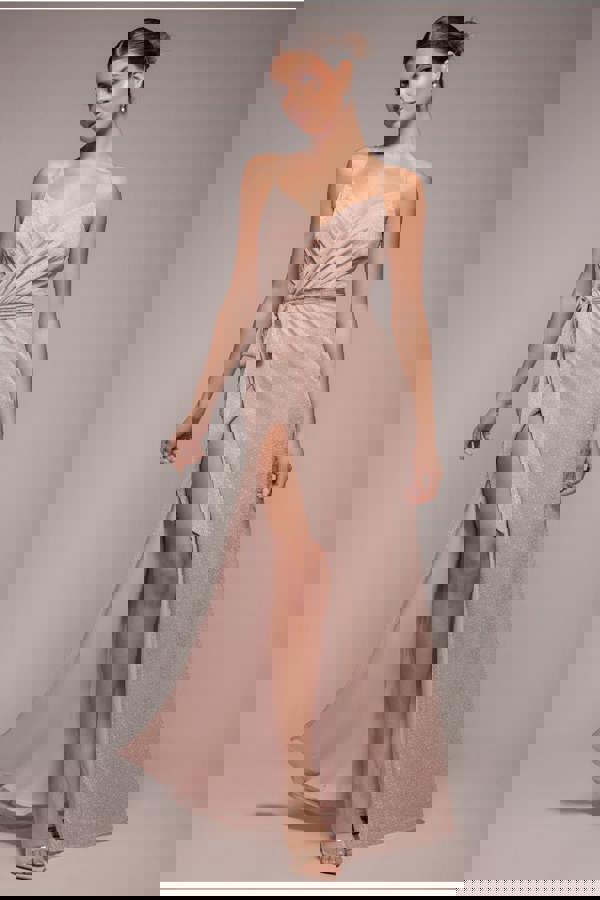 Wrap Style Spaghetti Strap Maxi With Split - Blush DR3137A