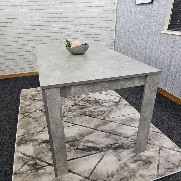 Kosy Koala Dining Table and 4 Chairs Stone Grey Effect Wood Table 4 Colourful Plastic Leather Chairs Dining Room