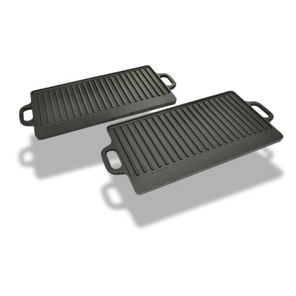 Berkfield Grill Platter 2 pcs Cast Iron Reversible 38x23 cm