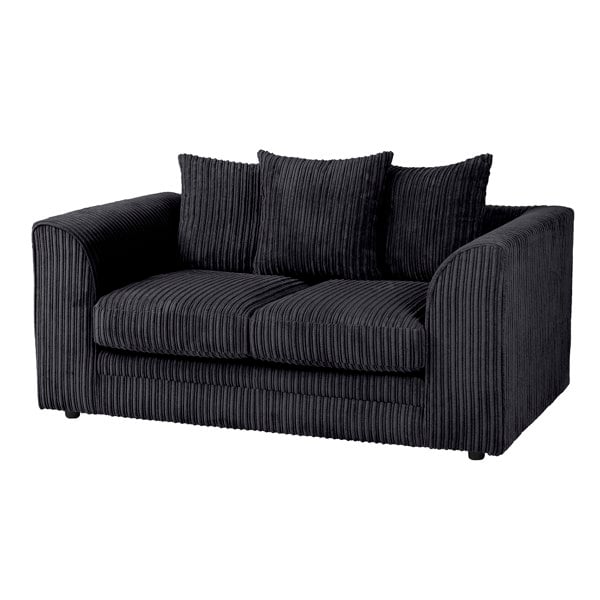 SQUAREBOXX Dylan Jumbo Cord 3+2 Seater Fabric Sofa in Black