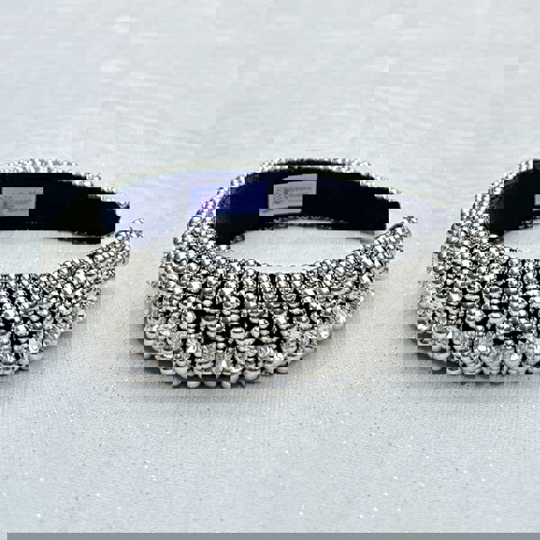 Silver Headband Statement Hair Band Beaded Crystal