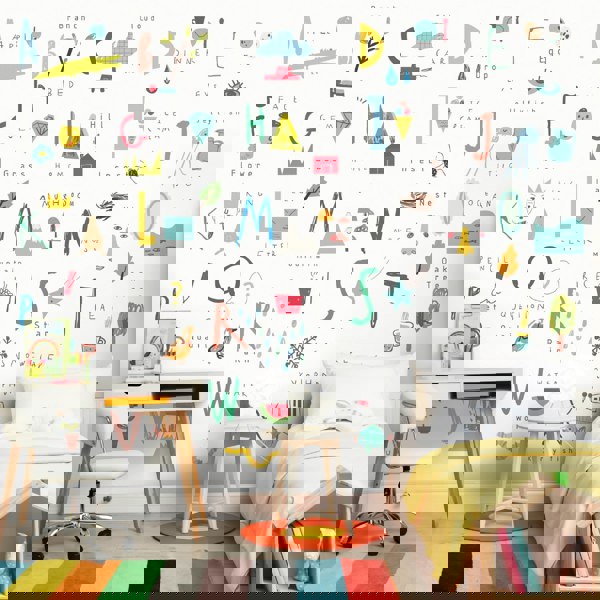 Origin Murals Childrens Alphabet Illustrations Wall Mural - Bright