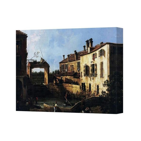 Benjamin Tate Design Canvas Print Of Historic Town Canal Scene With Buildings