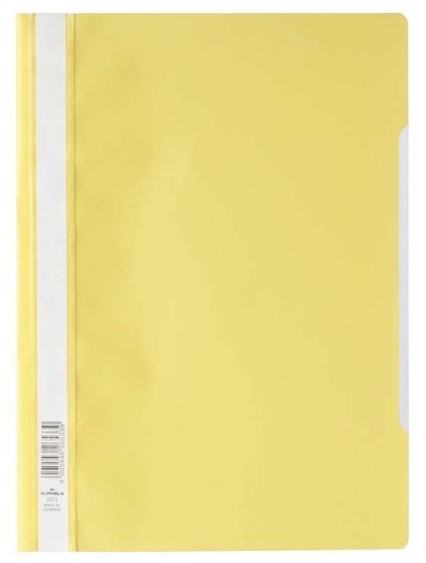Durable Clear View Project Folder Document Report File | 25 Pack | A4 Yellow