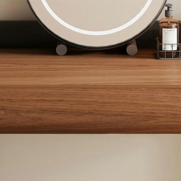 Thomas Dressing Table With Large LED Mirror, Walnut & Black-Weilai Concept-Weilai Concept