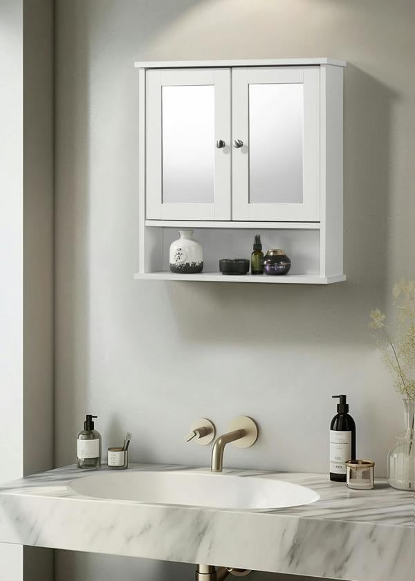 Modern Mirrored Bathroom Wall Cabinet – Storage Unit