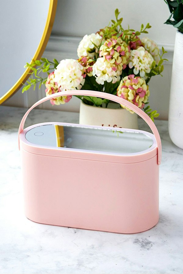 Living and Home Removable Makeup Case with Touch LED Mirror Travel Cosmetic Storage Box