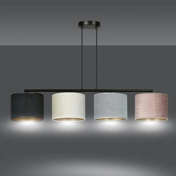 Emibig HILDE Pendant lamp 4 x E27 Black with Black, Grey and Pink Shade