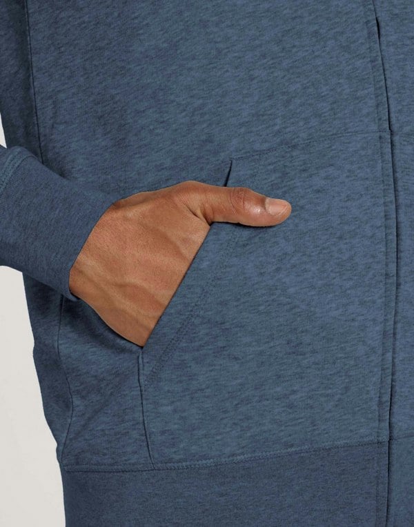 Men's Organic Cotton Zip-up Hoodie – Dark Heather Blue - British Boxers