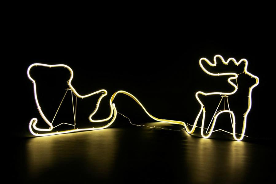 Reindeer with Sleigh Neon Effect Rope Light Silhouette with 90 Warm White LEDs image 7