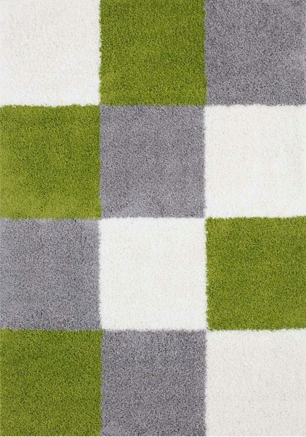 Geometric Design Thick Shaggy Area Rugs Green
